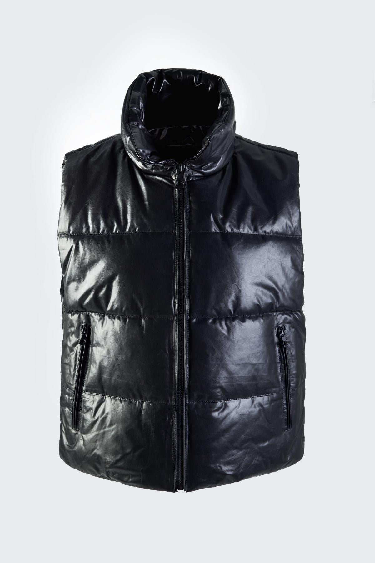  Valmenti Kadın Siyah Hakiki Deri Yelek