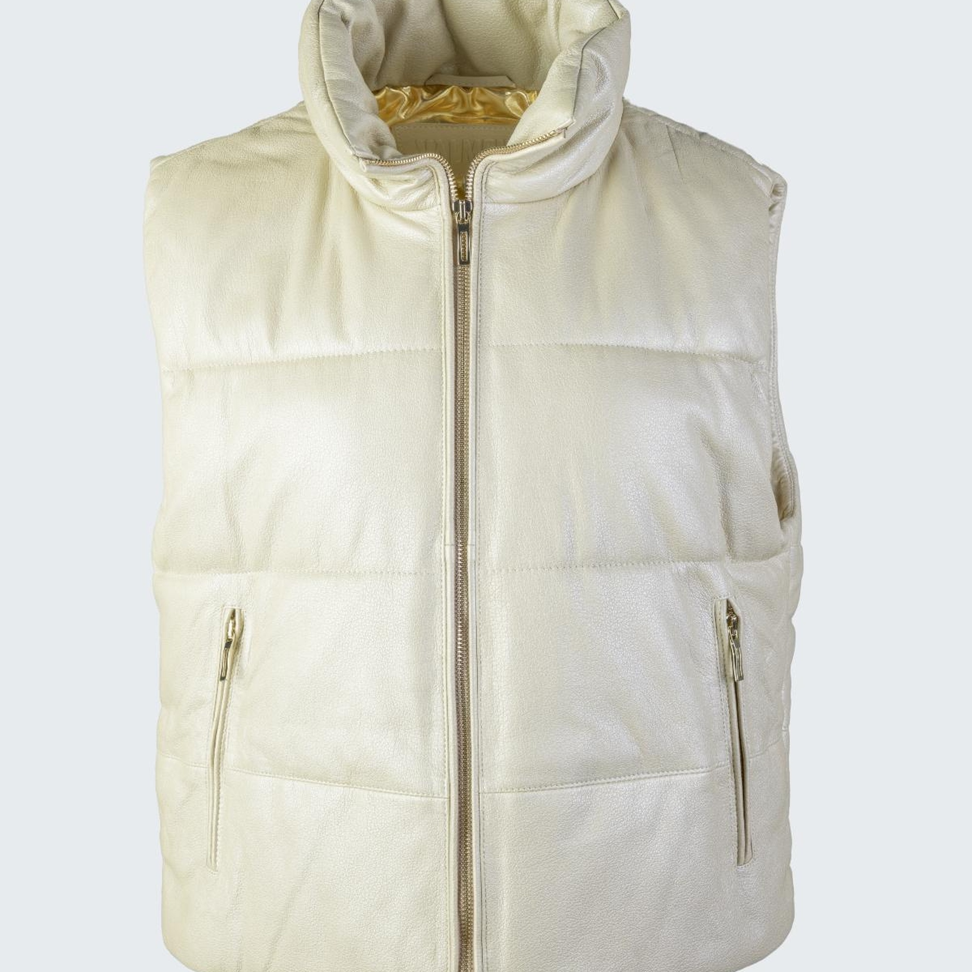 Valmenti Kadın Bej Hakiki Deri Yelek