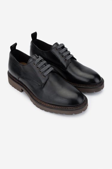  Valmenti Erkek Hakiki Deri Siyah Casual Ayakkabı