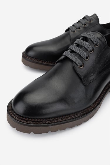  Valmenti Erkek Hakiki Deri Siyah Casual Ayakkabı