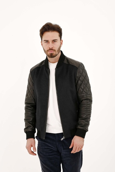  Tamer Tanca Erkek Hakiki Deri Gri Deri Mont