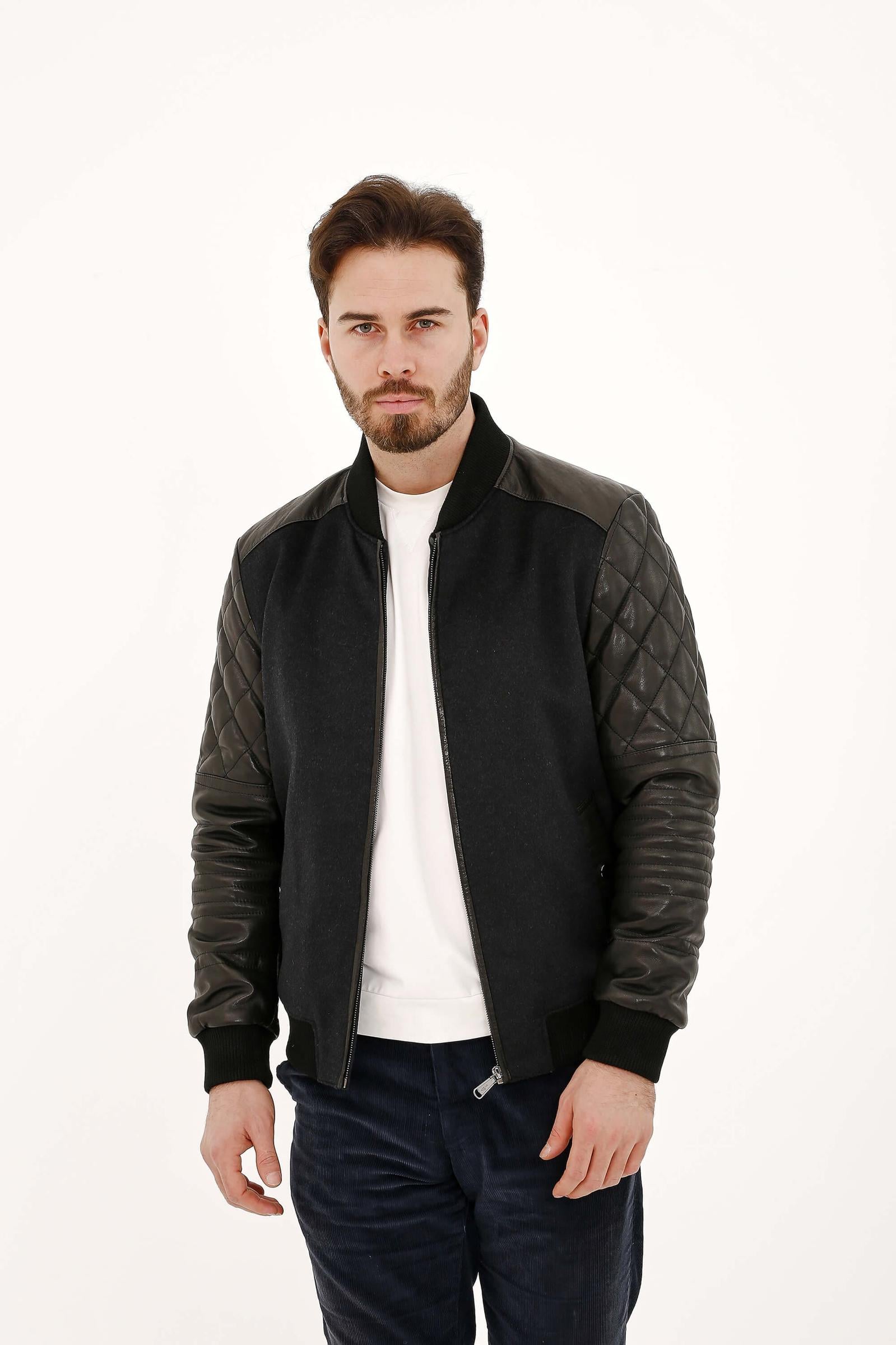  Tamer Tanca Erkek Hakiki Deri Gri Deri Mont