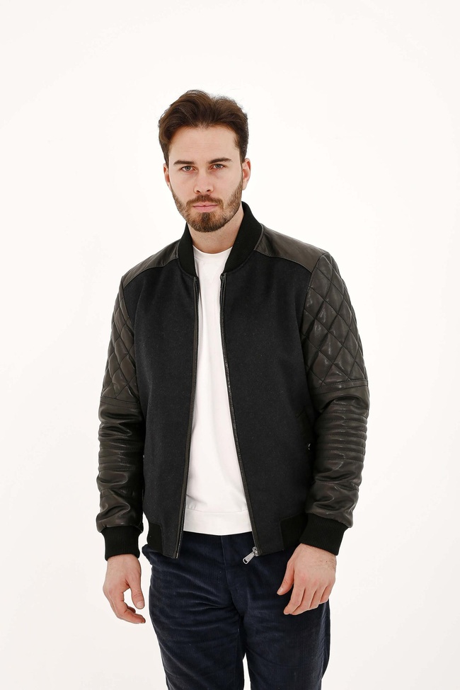  Tamer Tanca Erkek Hakiki Deri Gri Deri Mont