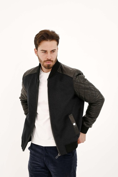  Tamer Tanca Erkek Hakiki Deri Gri Deri Mont