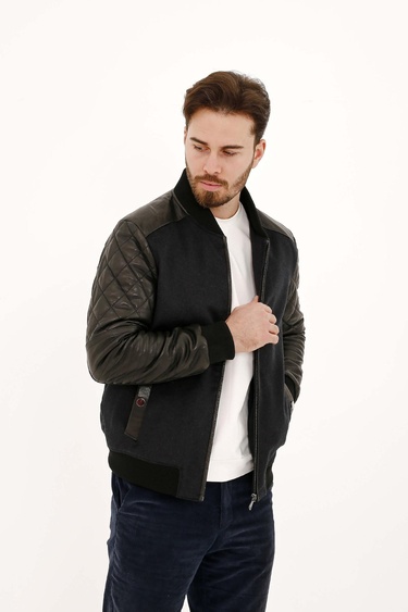  Tamer Tanca Erkek Hakiki Deri Gri Deri Mont