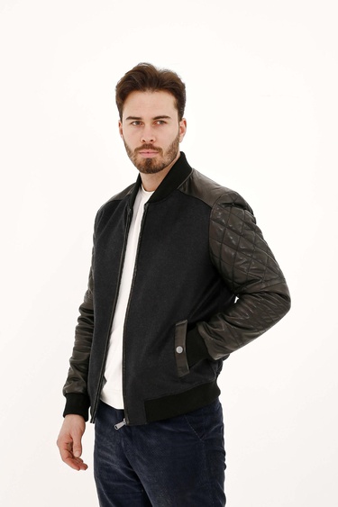  Tamer Tanca Erkek Hakiki Deri Gri Deri Mont