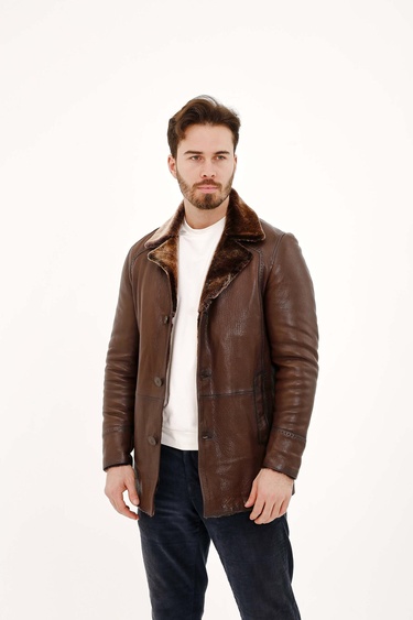  Tamer Tanca Erkek Hakiki Deri Kahverengi Deri Mont