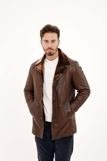  Tamer Tanca Erkek Hakiki Deri Kahverengi Deri Mont