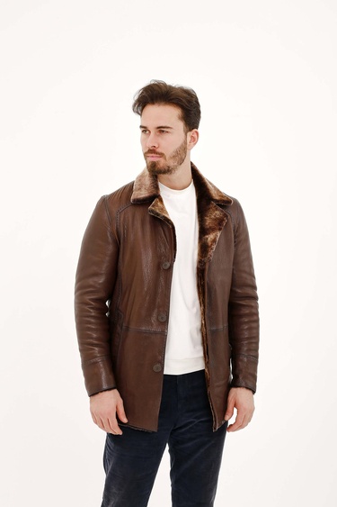  Tamer Tanca Erkek Hakiki Deri Kahverengi Deri Mont