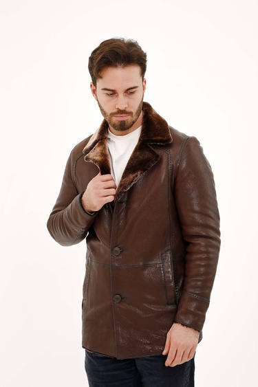  Tamer Tanca Erkek Hakiki Deri Kahverengi Deri Mont