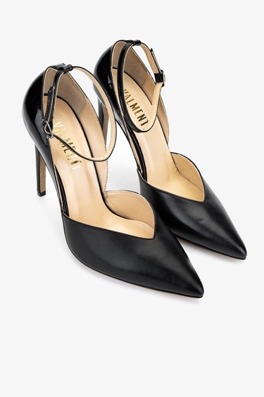  Valmenti Kadın Hakiki Deri Siyah Topuklu Ayakkabı