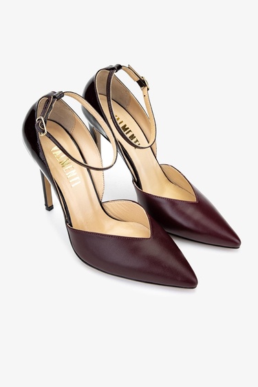  Valmenti Kadın Hakiki Deri Bordo Topuklu Ayakkabı