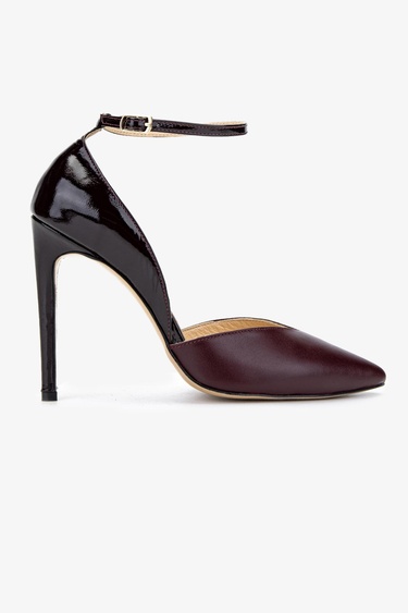  Valmenti Kadın Hakiki Deri Bordo Topuklu Ayakkabı