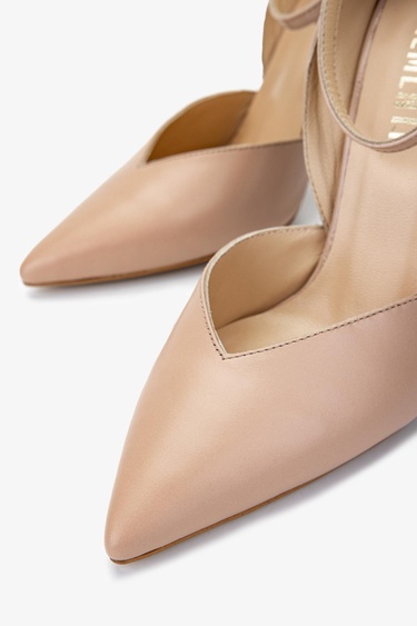  Valmenti Kadın Hakiki Deri Bej Topuklu Ayakkabı