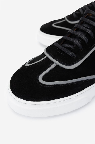  Valmenti Erkek Hakiki Deri Siyah Süet Sneakers & Spor Ayakkabı