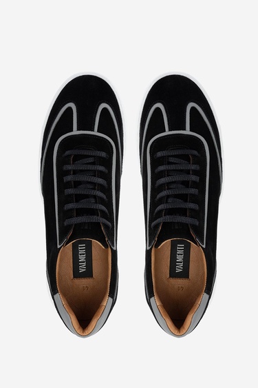  Valmenti Erkek Hakiki Deri Siyah Süet Sneakers & Spor Ayakkabı