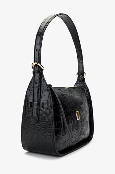  Valmenti Kadın Vegan Siyah Kroko Omuz Çanta