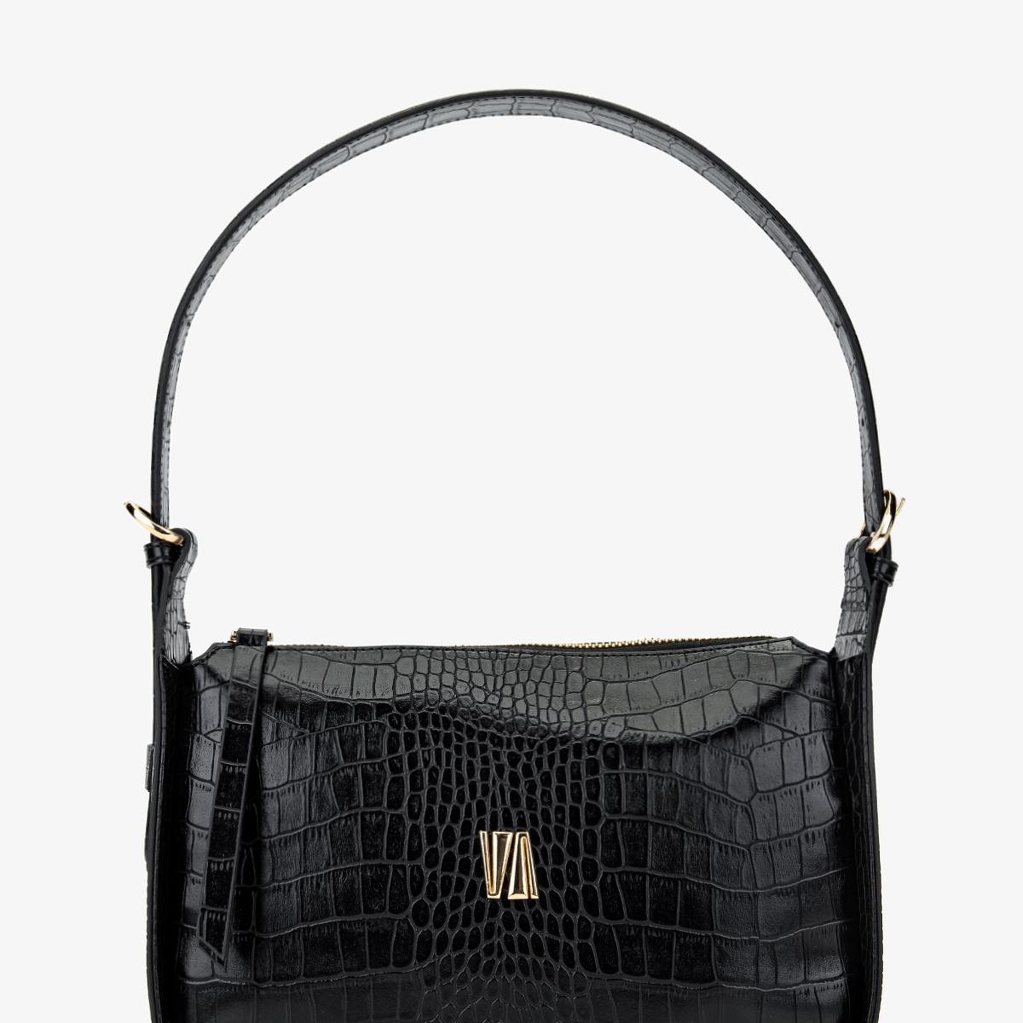 Valmenti Kadın Vegan Siyah Kroko Omuz Çanta
