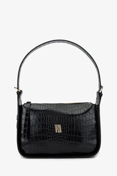  Valmenti Kadın Vegan Siyah Kroko Omuz Çanta
