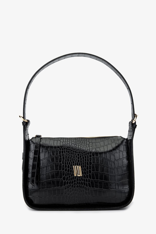  Valmenti Kadın Vegan Siyah Kroko Omuz Çanta