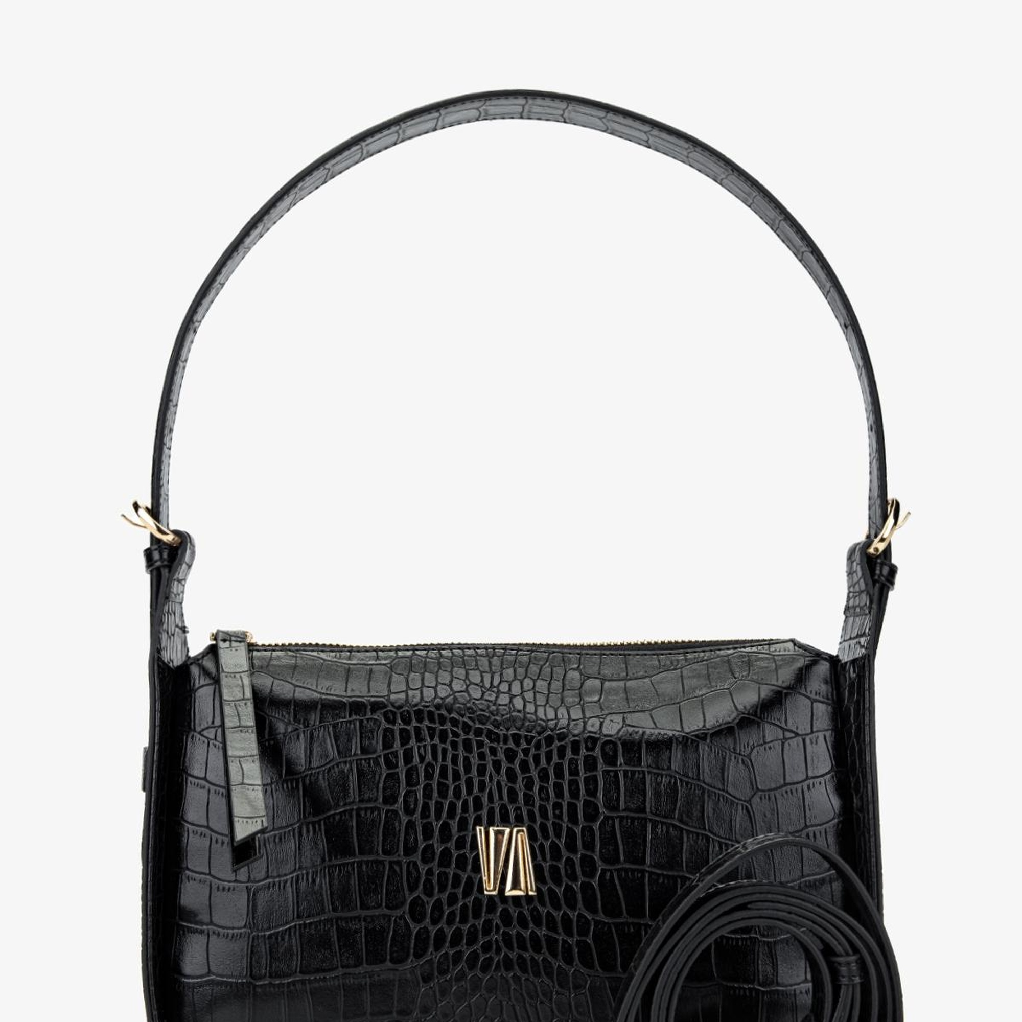 Valmenti Kadın Vegan Siyah Kroko Omuz Çanta