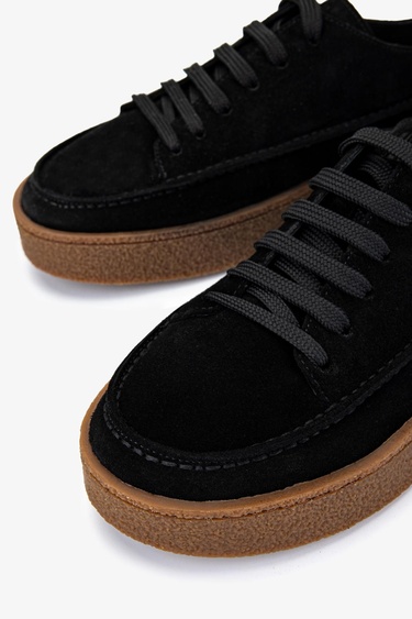  Valmenti Erkek Hakiki Deri Siyah Süet Sneakers & Spor Ayakkabı