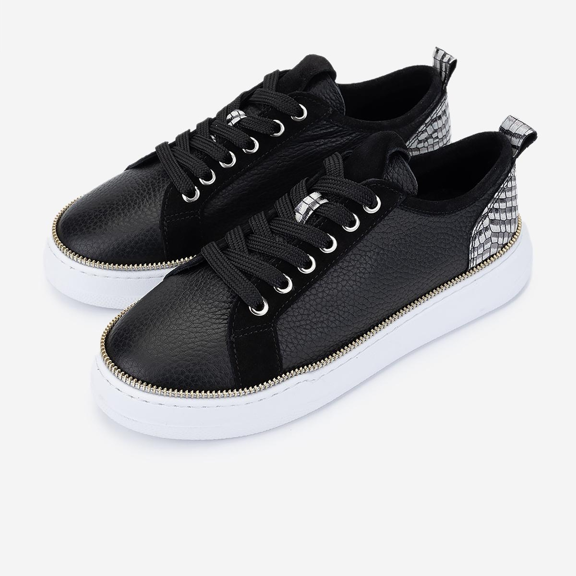 Valmenti Kadın Hakiki Deri Siyah Floter Sneakers & Spor Ayakkabı