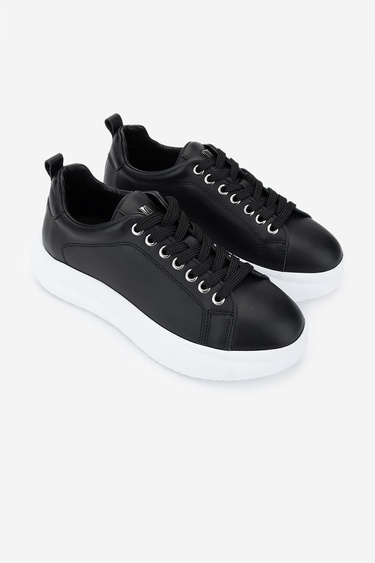  Valmenti Kadın Hakiki Deri Siyah Deri Sneakers & Spor Ayakkabı