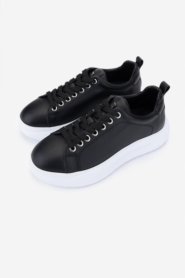  Valmenti Kadın Hakiki Deri Siyah Deri Sneakers & Spor Ayakkabı