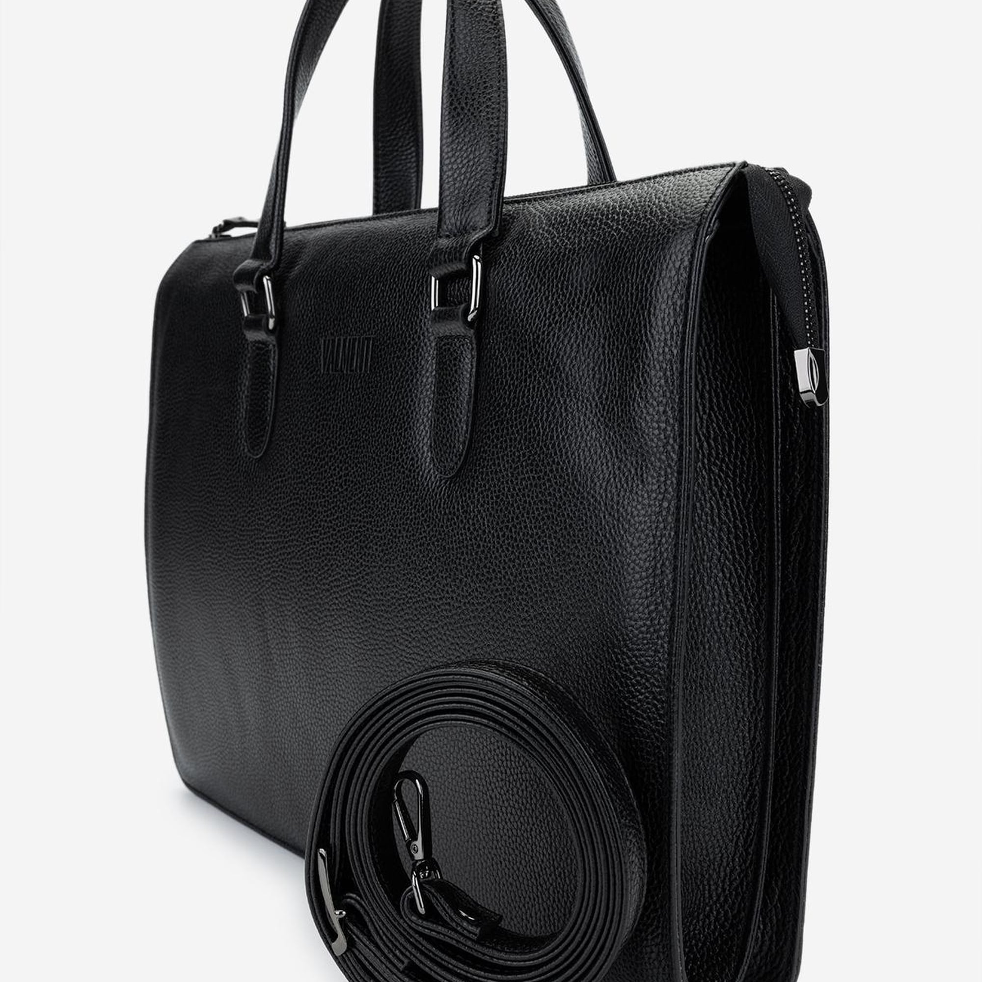 Valmenti Erkek Hakiki Deri Siyah Floter Evrak Çantası