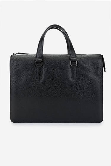  Valmenti Erkek Hakiki Deri Siyah Floter Evrak Çantası