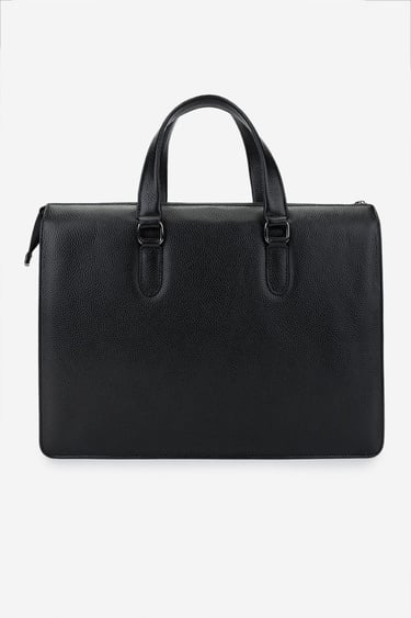  Valmenti Erkek Hakiki Deri Siyah Floter Evrak Çantası