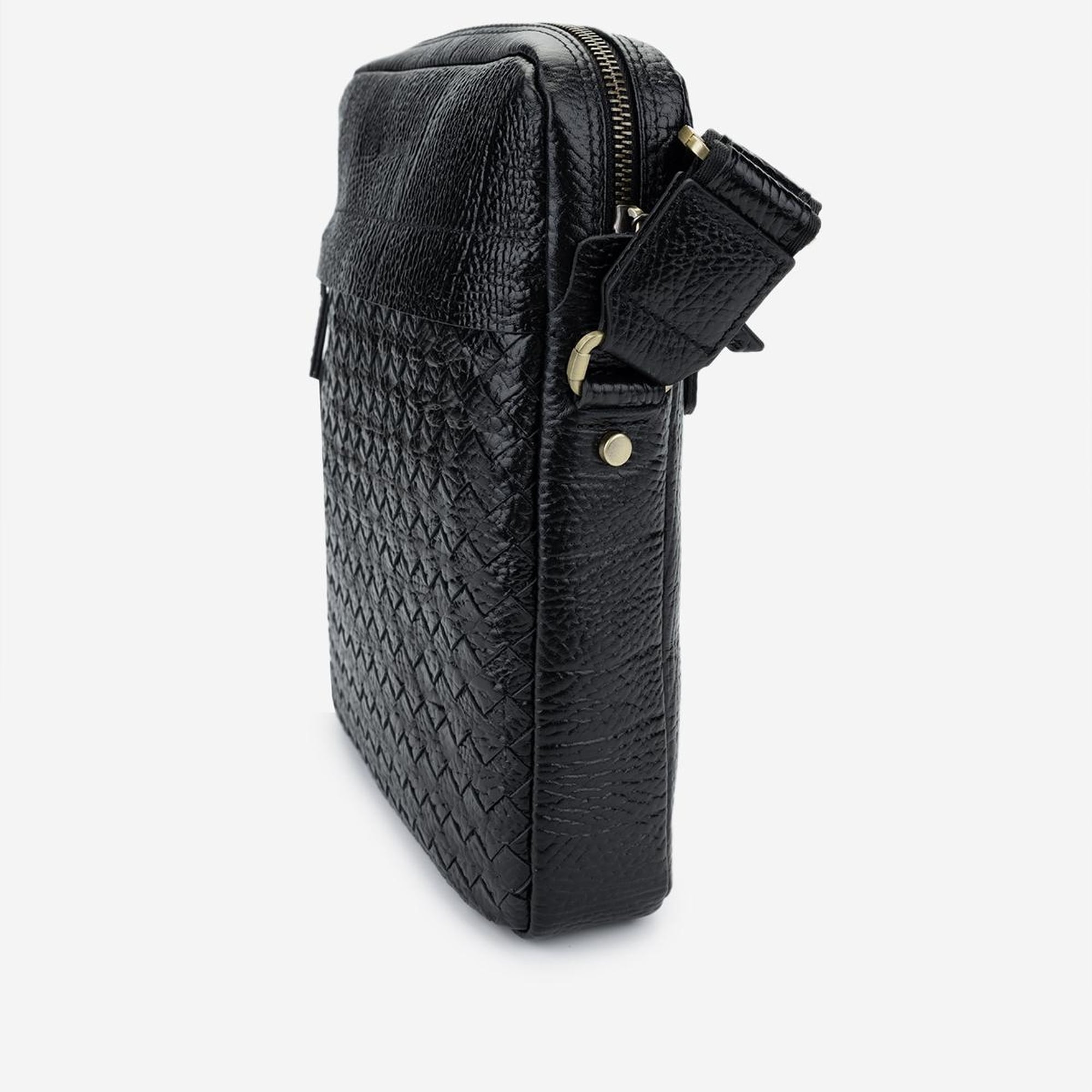 Valmenti Erkek Hakiki Deri Siyah Floter Postacı Çanta