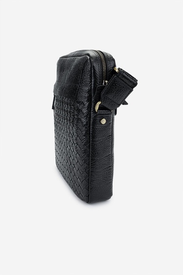  Valmenti Erkek Hakiki Deri Siyah Floter Postacı Çanta