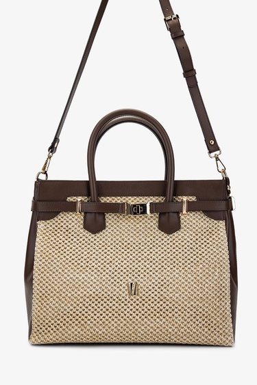  Valmenti Evita Kadın Kahve Dr / Hasır DERI/HASIR El Çantası