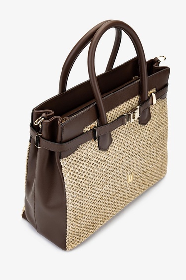  Valmenti Evita Kadın Kahve Dr / Hasır DERI/HASIR El Çantası
