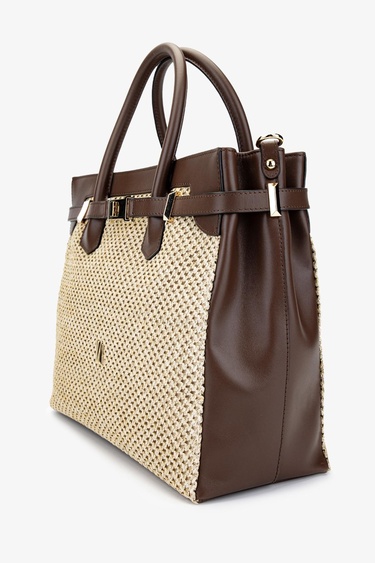  Valmenti Evita Kadın Kahve Dr / Hasır DERI/HASIR El Çantası