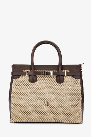  Valmenti Evita Kadın Kahve Dr / Hasır DERI/HASIR El Çantası