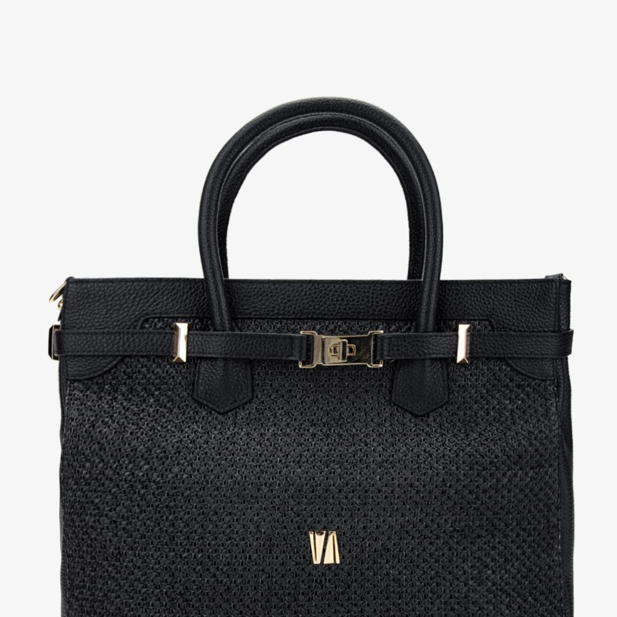 Valmenti Evita Kadın Siyah Floter DERI/HASIR El Çantası