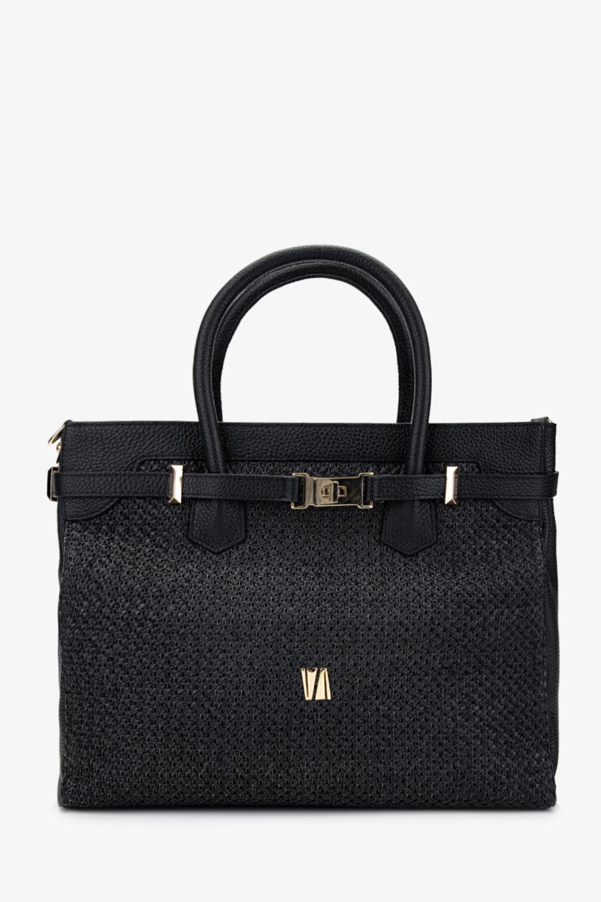  Valmenti Evita Kadın Siyah Floter DERI/HASIR El Çantası