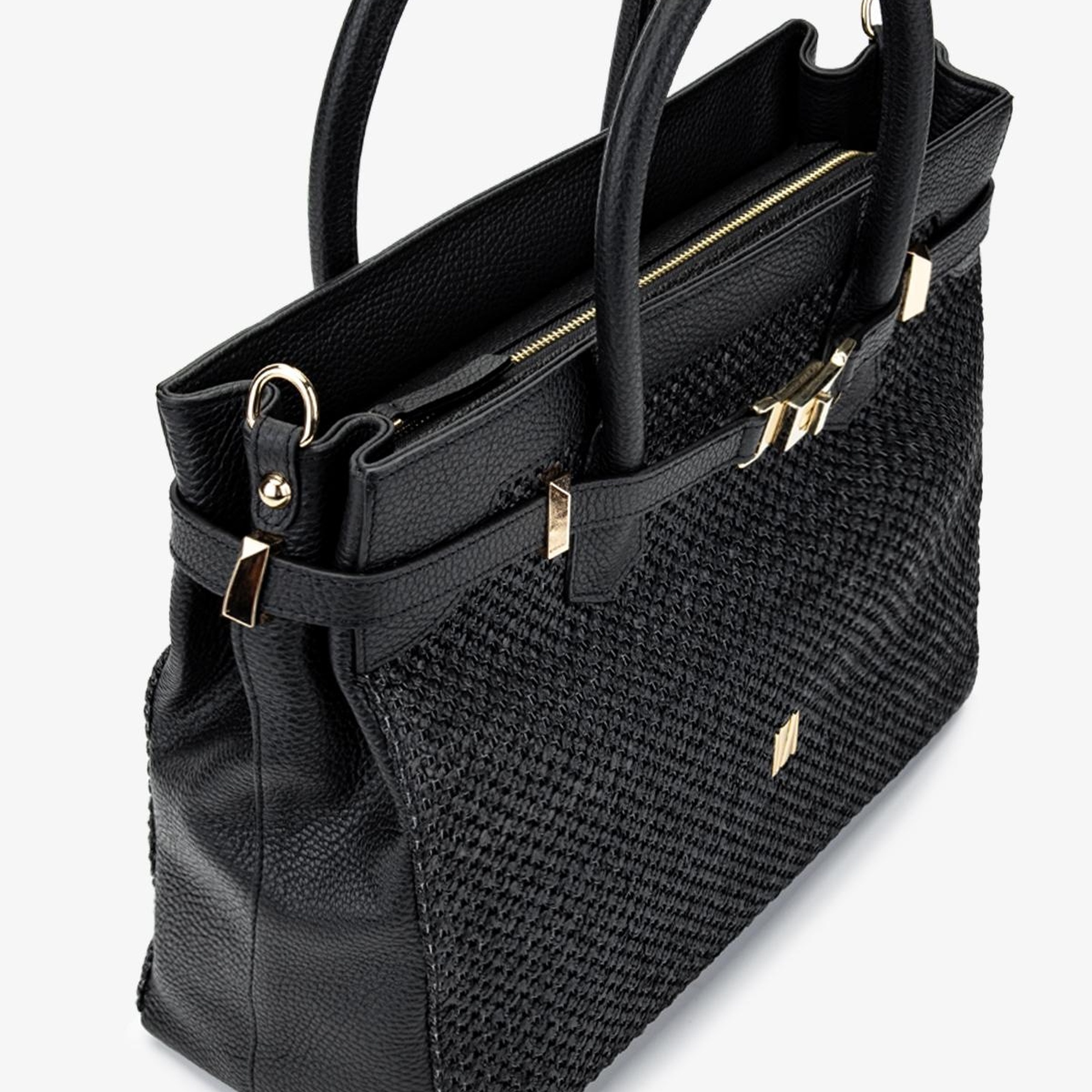 Valmenti Evita Kadın Siyah Floter DERI/HASIR El Çantası