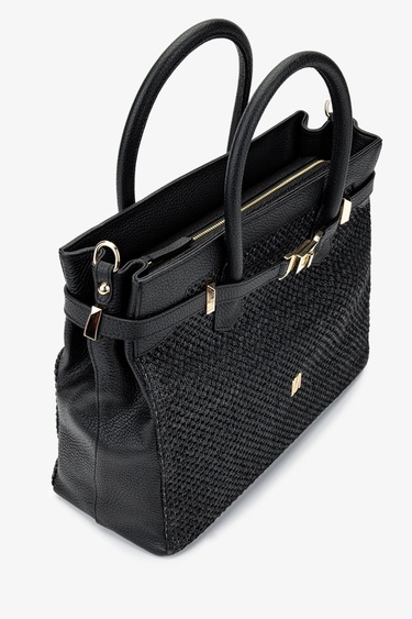  Valmenti Evita Kadın Siyah Floter DERI/HASIR El Çantası