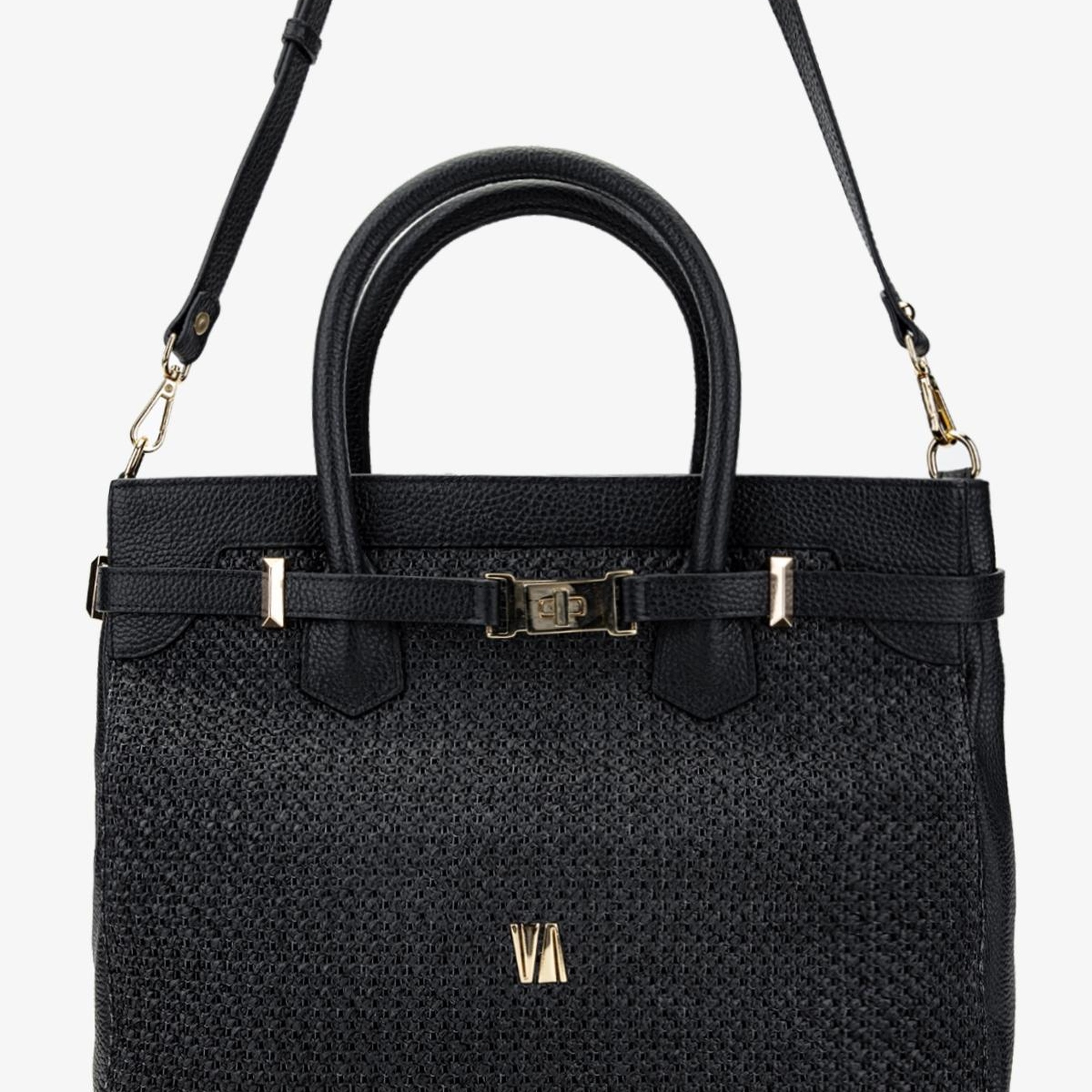 Valmenti Evita Kadın Siyah Floter DERI/HASIR El Çantası