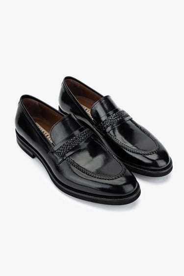  Valmenti Erkek Hakiki Deri Siyah Klasik Ayakkabı