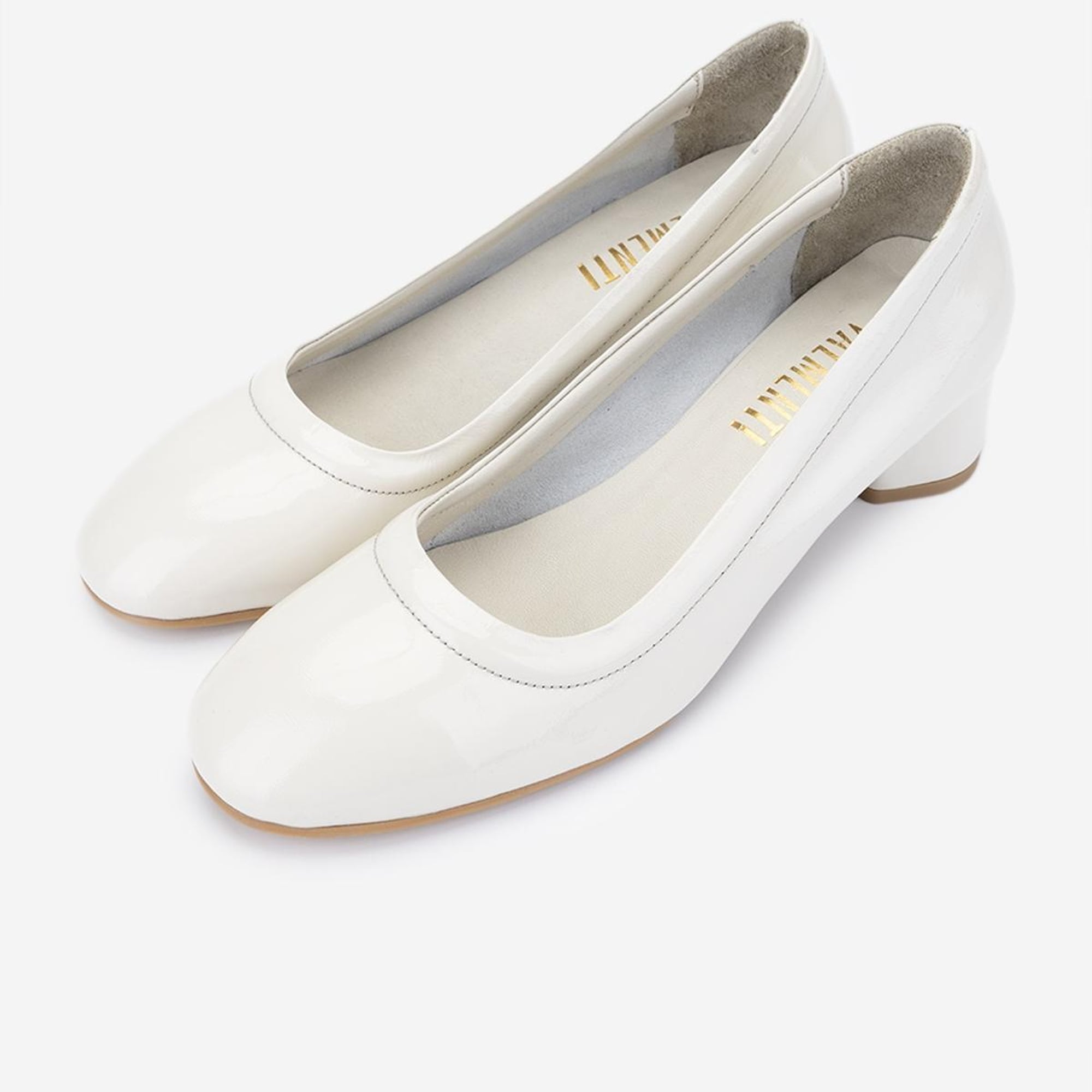 Valmenti Kadın Hakiki Deri Bej Rugan Topuklu Ayakkabı