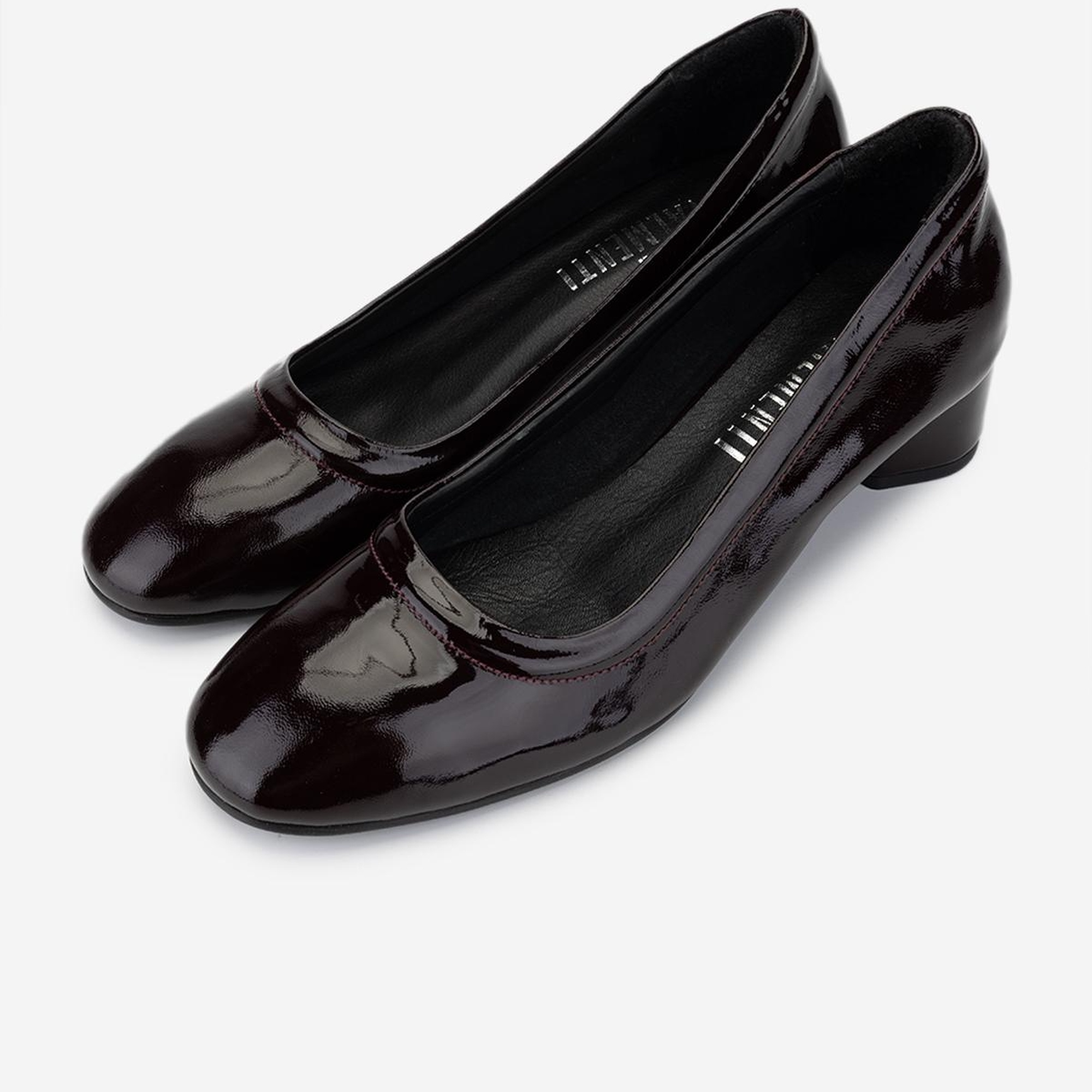 Valmenti Kadın Hakiki Deri Bordo Rugan Topuklu Ayakkabı