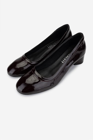  Valmenti Kadın Hakiki Deri Bordo Rugan Topuklu Ayakkabı