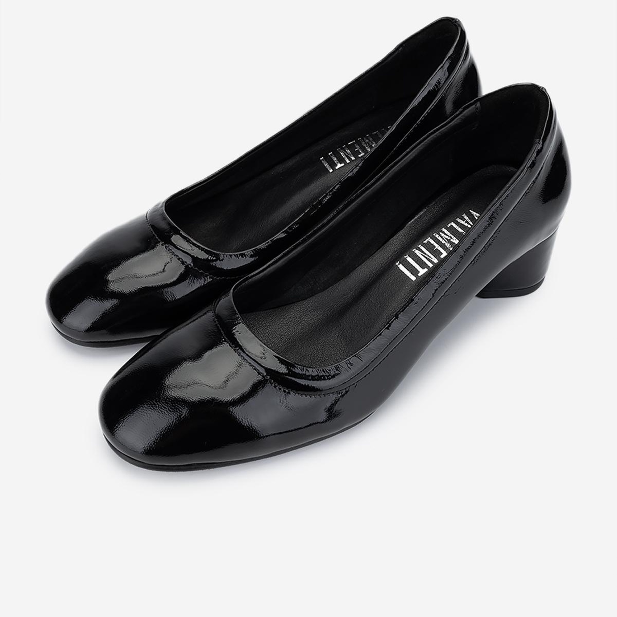 Valmenti Kadın Hakiki Deri Siyah Rugan Topuklu Ayakkabı