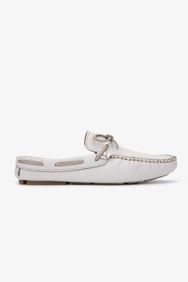  Valmenti Enjex Erkek Beyaz Floter Hakiki Deri Düz Terlik