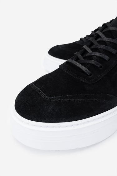  Valmenti Erkek Hakiki Deri Siyah Süet Sneakers & Spor Ayakkabı